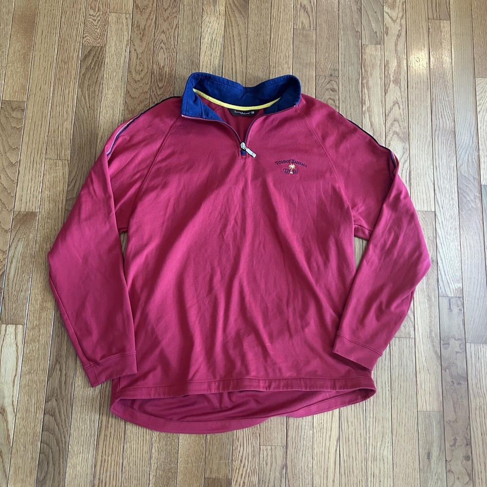 Tommy Bahama Golf 18 1/4 Zip Long Sleeve Sweater Men's Large Red